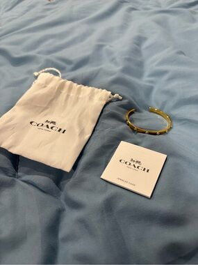 NWOT COACH Gold-Tone Crystal Accent Cuff Bracelet - Women's Accessory